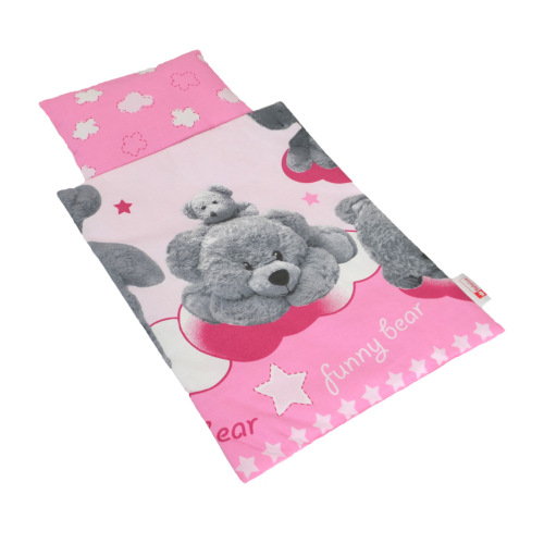 Peřinka pro panenky Veselí medvídci růžová+hvězdičky a mráčky