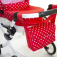 Kočárek pro panenky Adbor Lily Červená vzor tečky04