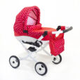 Kočárek pro panenky Adbor Lily Červená vzor tečky05