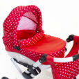 Kočárek pro panenky Adbor Lily Červená vzor tečky08